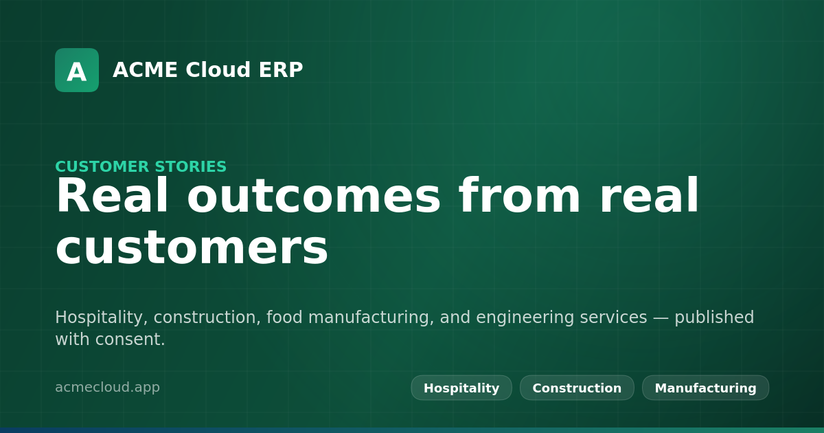 Customer stories | ACME Cloud ERP